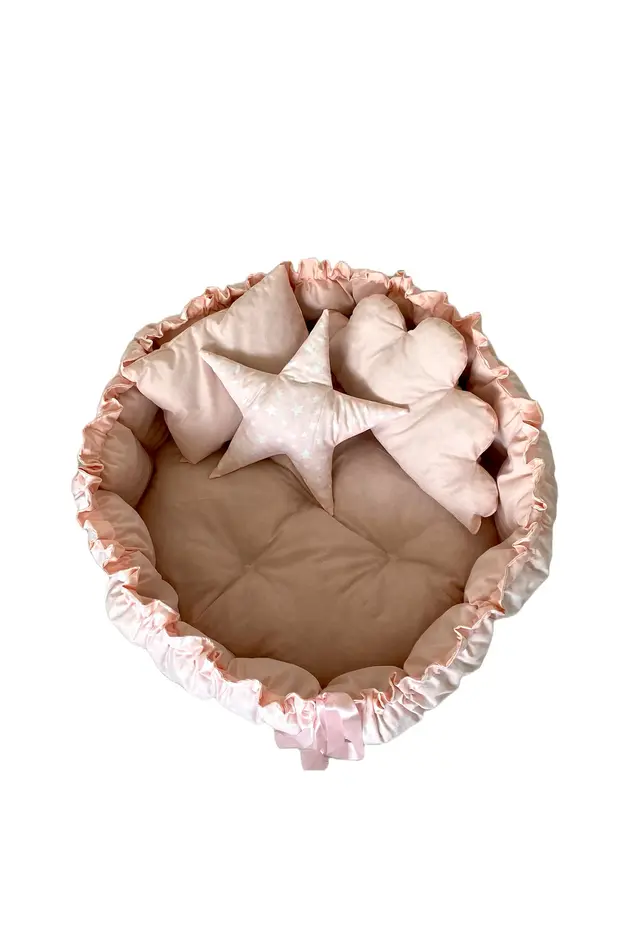 STQUEEN Büyük Boy Organik Kumaş Pembe Pink Açılır Kapanır Uyku ve Oyun Minderi 150X150